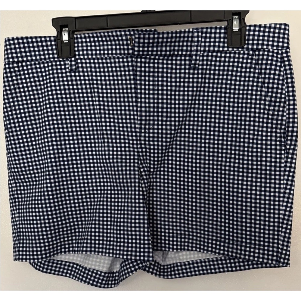 Tommy Hilfiger Navy and White Gingham Flat-Front Shorts Size 10